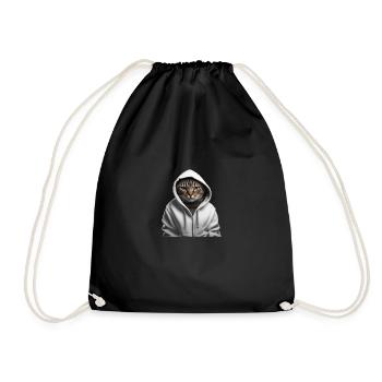 Angry Cat in Hoodie - Drawstring Bag - black - Front