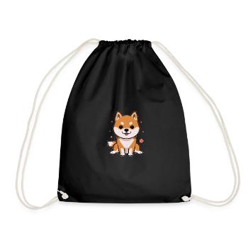 Hund Shiba Inu Kirschblüte japanische Hunderasse - Turnbeutel - Schwarz - Vorne