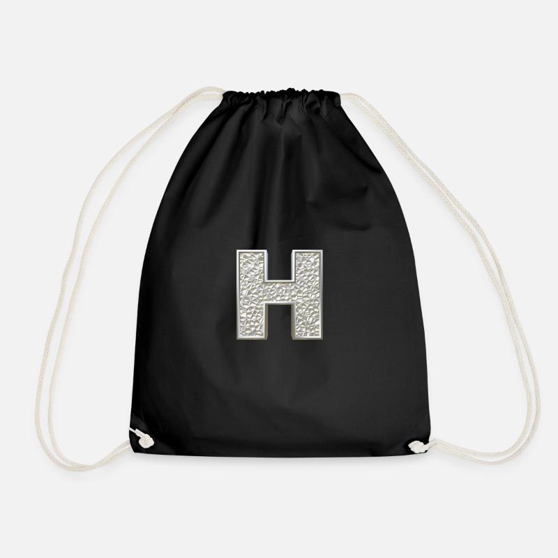 H, letter, letter H, initial, initial H, monogram, - Turnbeutel - Schwarz