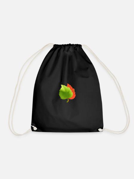 Spring Leaves - Drawstring Bag - black