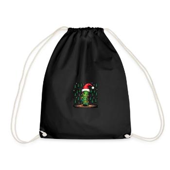 Gurke Weihnachtslichter hässlicher Weihnachtsmütze - Turnbeutel - Schwarz - Vorne