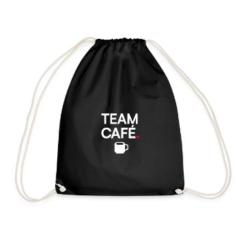 EAM CAFÉ | Minimal coffee humor - Drawstring Bag - black - Front
