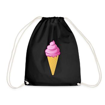 Himbeeren Eis Kostüme Eiscreme Himbeereis Eistüte - Turnbeutel - Schwarz - Vorne
