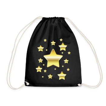 Des étoiles dans un look doré simulé - Sac de sport léger - noir - Devant