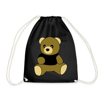 sitting teddy - Turnbeutel - Schwarz - Vorne