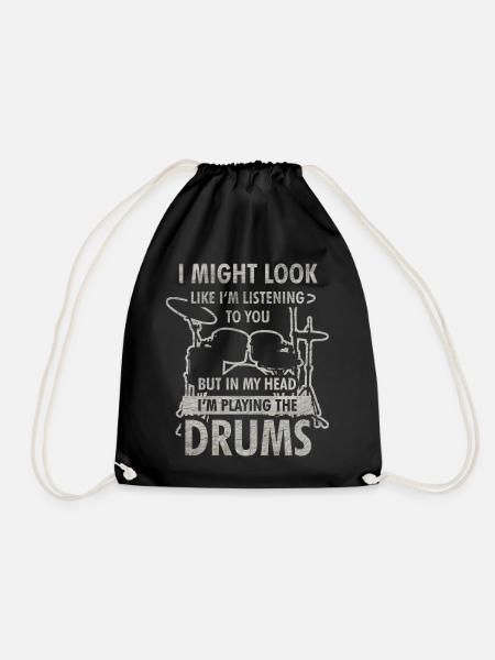 Drummer drummer musician music gift - Drawstring Bag - black