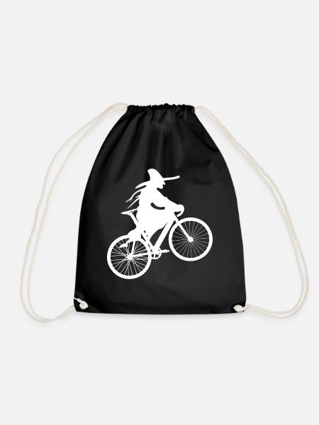 Witch on the bike - Drawstring Bag - black