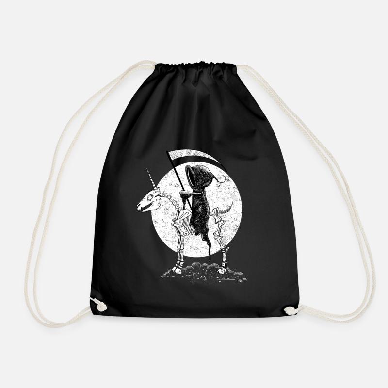 Halloween Einhorn Skelett Mit Reitendem Sensenmann - Turnbeutel - Schwarz