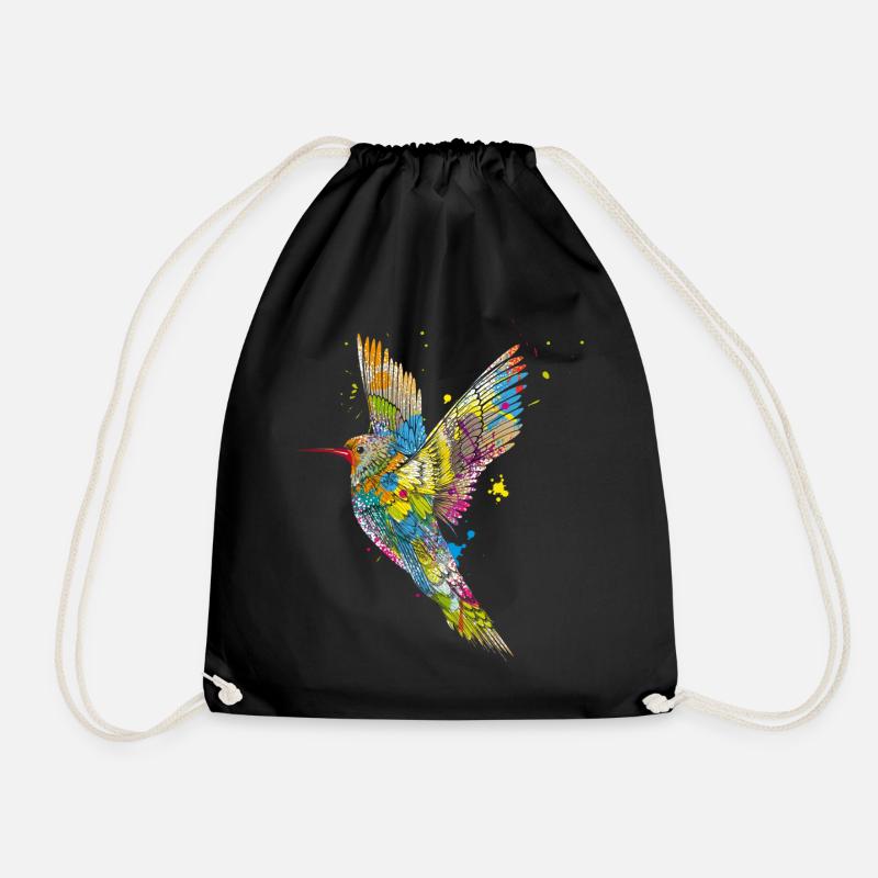 Hummingbird graffiti - Drawstring Bag - black