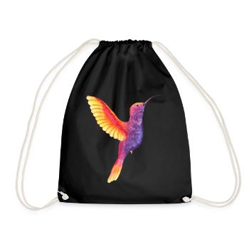 Vibrant Watercolor Hummingbird - Drawstring Bag - black - Front