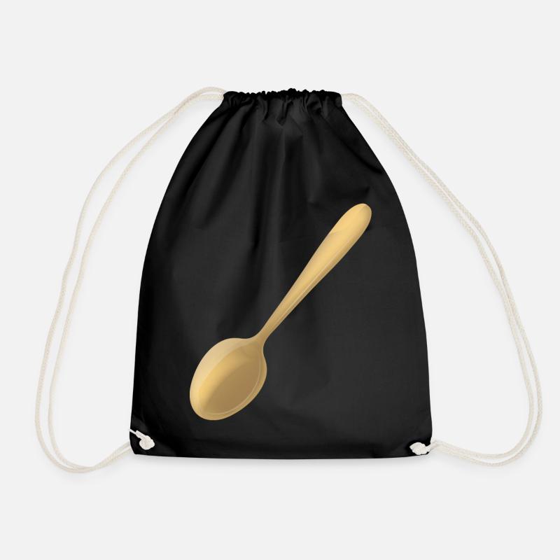 a golden spoon - Drawstring Bag - black