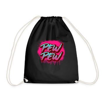 Pew Pew Graffiti rose Art de rue Cool Drôle Gesch - Sac de sport léger - noir - Devant