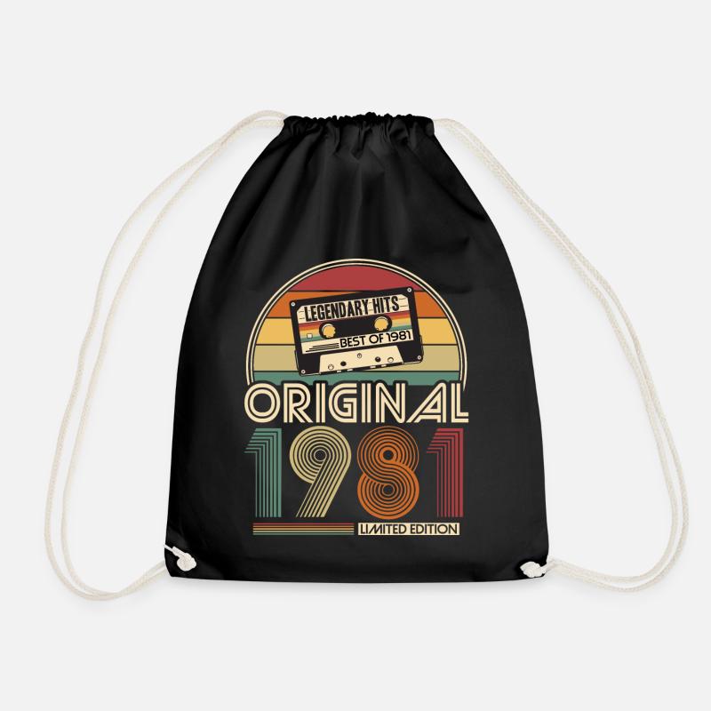 1981 Vintage Vintage Birthday Retro Gift - Drawstring Bag - black