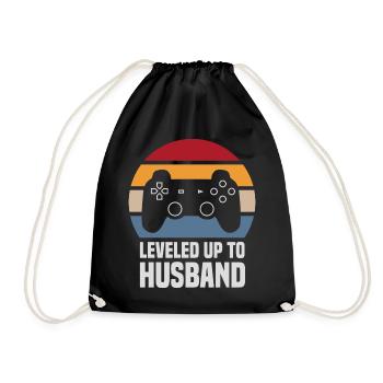 Leveled up To Husband Hochzeit Heirat Gaming Gamer - Turnbeutel - Schwarz - Vorne