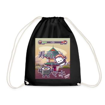 Sushi Vs Maki Gift Gamer Japan Asian Cuisine - Drawstring Bag - black - Front