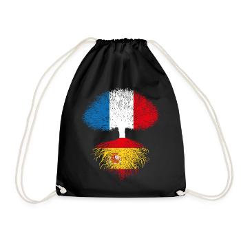 Arbre France Espagne Racines espagnoles drapeaux - Sac de sport léger - noir - Devant