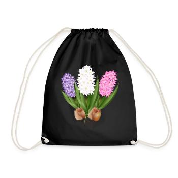 Hand-drawn hyacinths - Drawstring Bag - black - Front