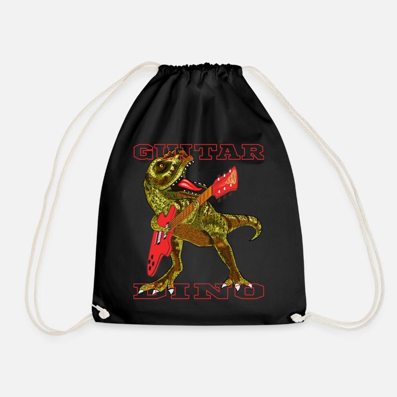 Dinosaurier mit Gitarre - Turnbeutel - Schwarz