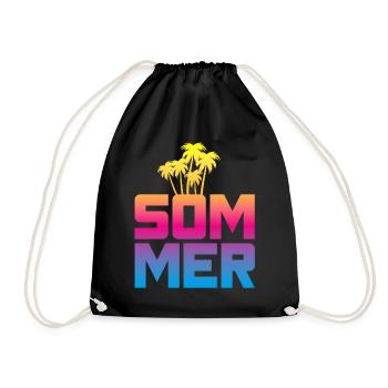 Summer Palm Trees Beach Beach Colorful Mallorca - Drawstring Bag - black - Front