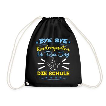 Einschulung Schulanfang Kindergarten Schulstart - Turnbeutel - Schwarz - Vorne