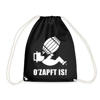 O’Zapft Is! (Bier / Biertrinker Unter Bierfass) - Turnbeutel - Schwarz - Vorne