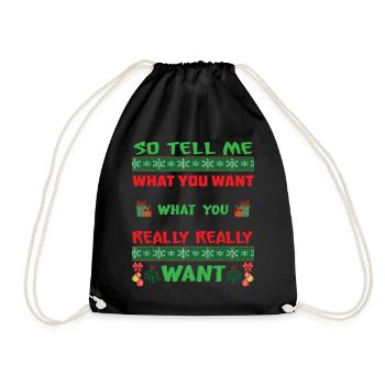 Weihnachten So tell me what you want - Turnbeutel - Schwarz - Vorne