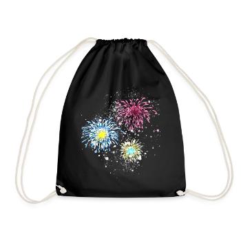 Fireworks,rockets,stars,New Year's Eve,graffiti,colorful - Drawstring Bag - black - Front