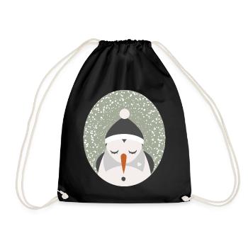 mignon bonhomme de neige avec casquette et nez de navet - Sac de sport léger - noir - Devant