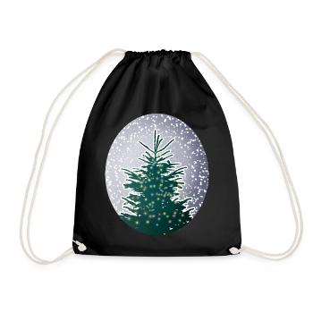 illuminated Christmas tree in the snow - Drawstring Bag - black - Front