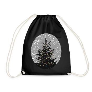 illuminated Christmas tree in the snow - Drawstring Bag - black - Front