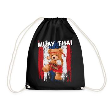 Teddybär Muay Thai Kämpfer - Turnbeutel - Schwarz - Vorne