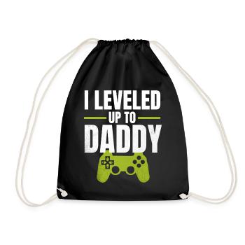 I Leveled Up to Daddy - Drawstring Bag - black - Front