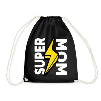 Super mom happy mother day - Drawstring Bag - black - Front