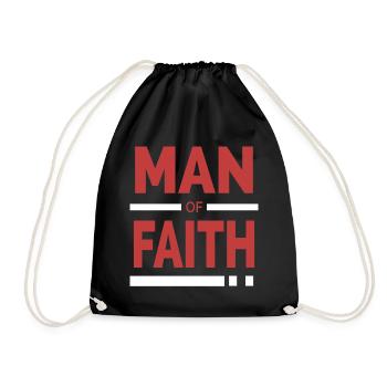 Man of Faith | Christian typography - Drawstring Bag - black - Front