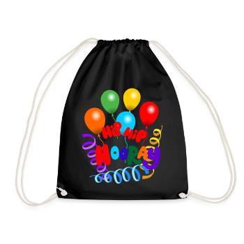 Hippe hippe Hurra-Girlanden und Luftballons - Turnbeutel - Schwarz - Vorne