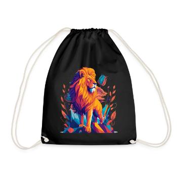 Majestic Lion Polygon - Drawstring Bag - black - Front