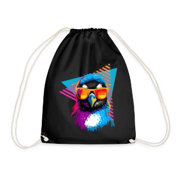 Penguin with sunglasses 80s style - Drawstring Bag - black - Front