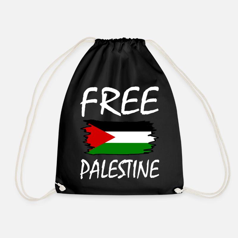 Free palestine - Drawstring Bag - black