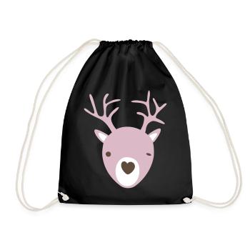 Rudolph Geweih Herz Nase skandinavisch Kinder cool - Turnbeutel - Schwarz - Vorne