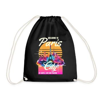 Paris, Tour Eiffel, France, Ville, Horizon, Art - Sac de sport léger - noir - Devant