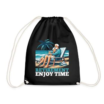Retirement Retirement Time Enjoy Gift - Drawstring Bag - black - Front