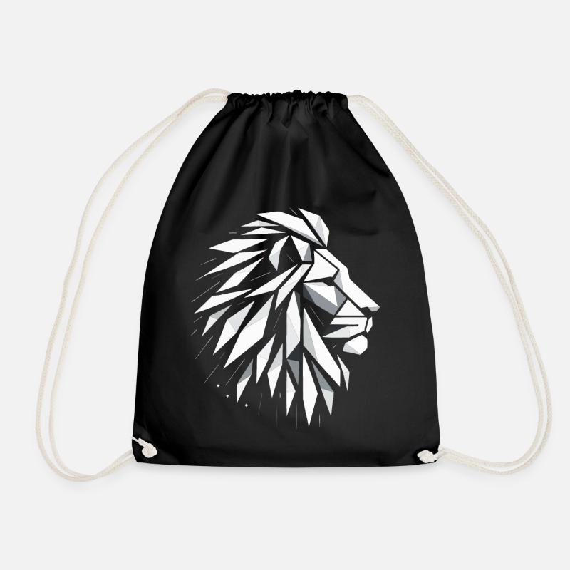 Tête de Lion Polygone Art - Sac de sport léger - noir