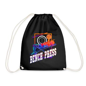 Bench Press Weightlifting Weight Training Fitness Strong - Drawstring Bag - black - Front