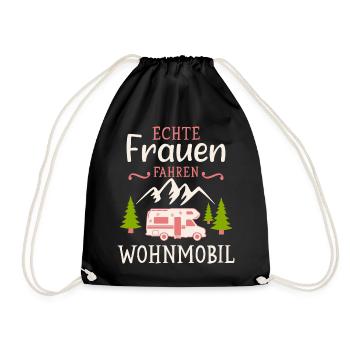 Camping Frauen Wohnmobil Camper Campingplatz - Turnbeutel - Schwarz - Vorne