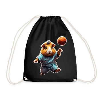 Guinea Pig Basketball - Drawstring Bag - black - Front