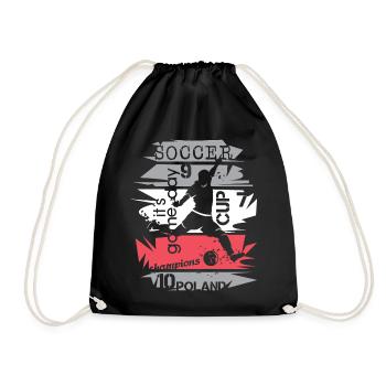Soccer Poland Player Team Tournament Collage Logo - Drawstring Bag - black - Front