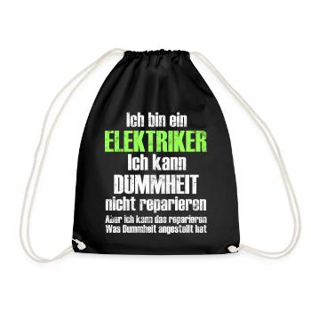 Elektriker - Turnbeutel - Schwarz - Vorne