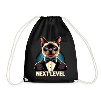 Siam Katze Siamkatze Next Level Anzug Geschenk - Turnbeutel - Schwarz - Vorne
