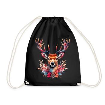 Deer - Drawstring Bag - black - Front