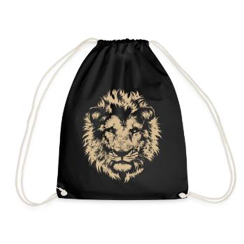 Lion Portrait Nature Wilderness Animal Symbol Graphic - Drawstring Bag - black - Front